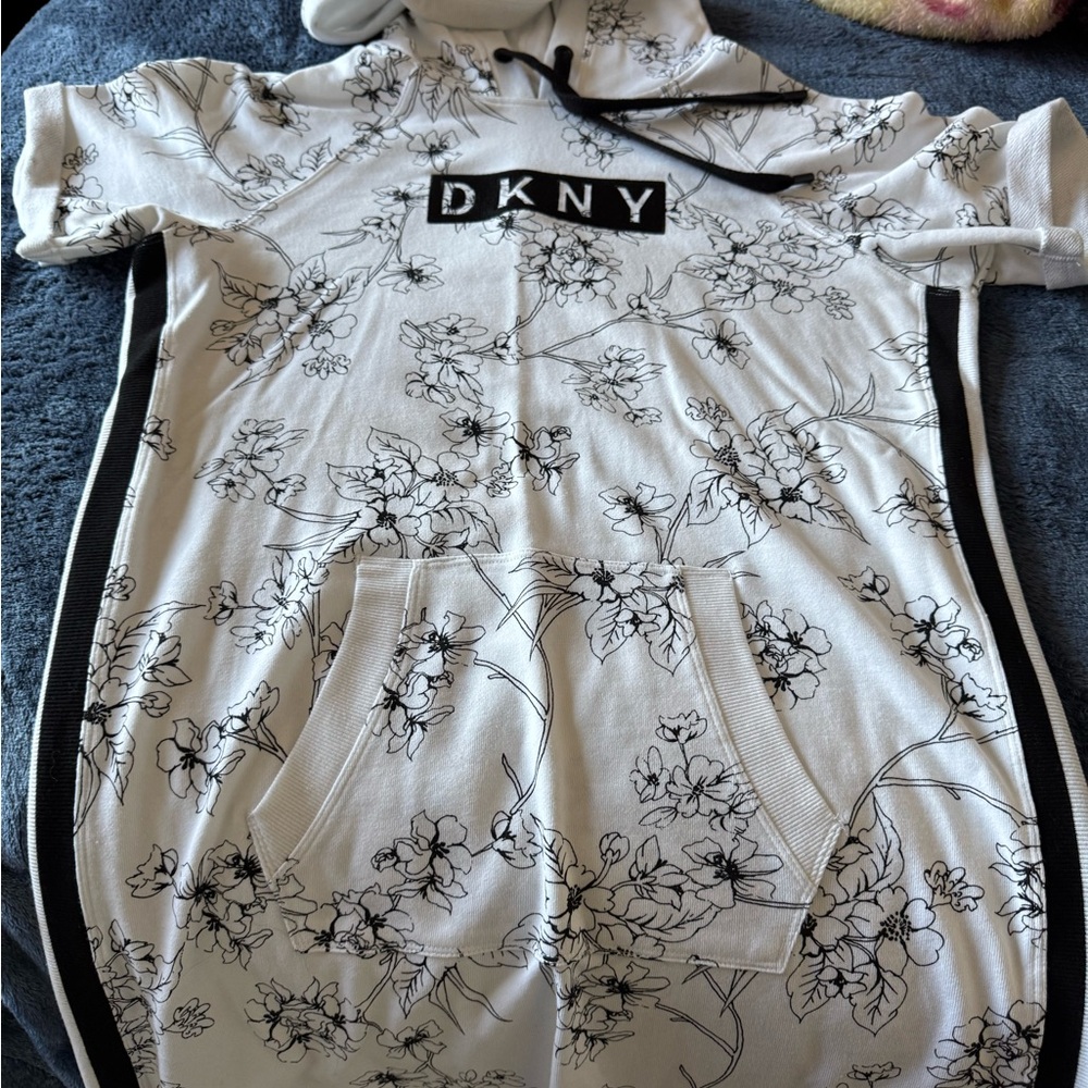 DKNY Floral Hoodie Dress